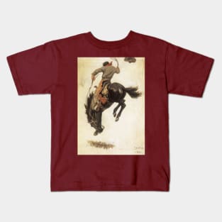 Vintage Cowboy, Bronco Buster Study by NC Wyeth Kids T-Shirt